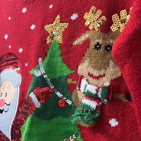 Christmas Women Warm Sequin Santa Claus & Reindeer Sweater - Picture 5 of 7